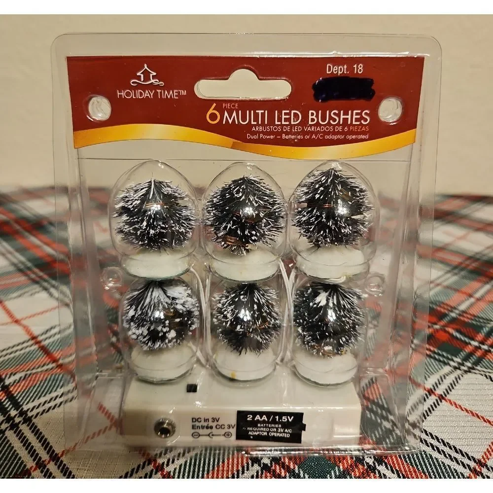 Holiday Time Festive Battery Operated LED Bushes Mini Village Accessory